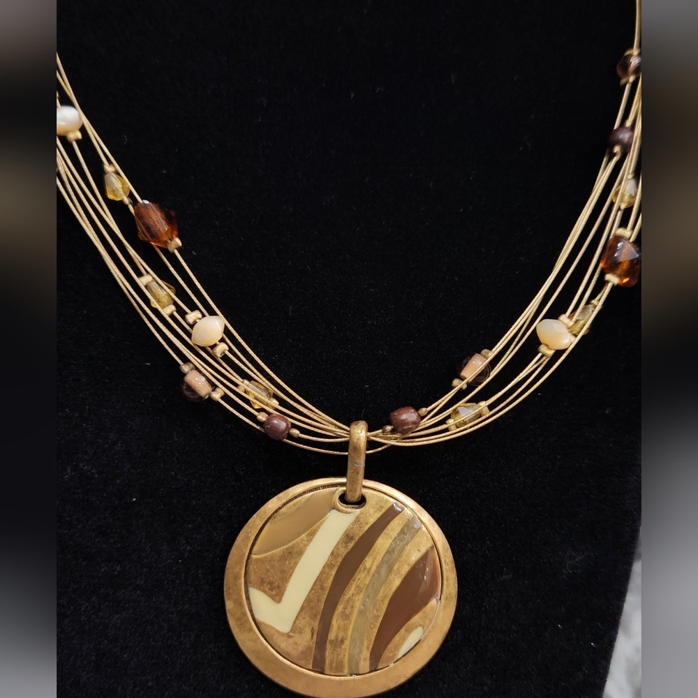 Chico's Gold and Brown Statement Necklace